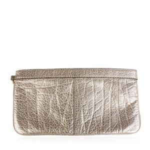 COACH METALLIC GRAINED LEATHER WRISTLET CLUTCH BAG